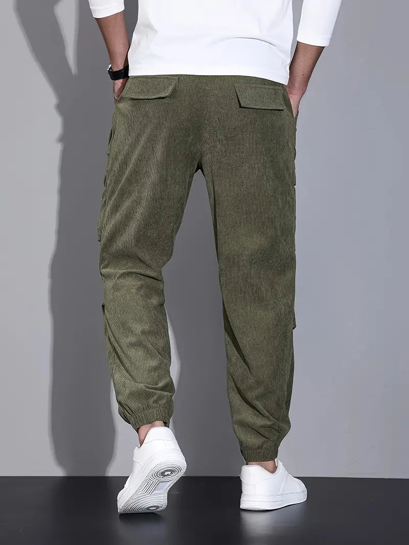Luvik | Miesten Cargohousut Fleece Mukavat Urheiluhousut Taskuilla Streetwear-tyylissä