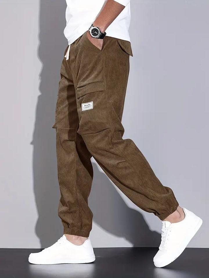 Luvik | Miesten Cargohousut Fleece Mukavat Urheiluhousut Taskuilla Streetwear-tyylissä