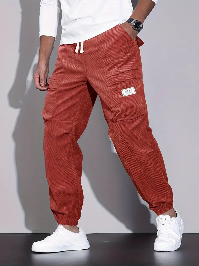 Luvik | Miesten Cargohousut Fleece Mukavat Urheiluhousut Taskuilla Streetwear-tyylissä