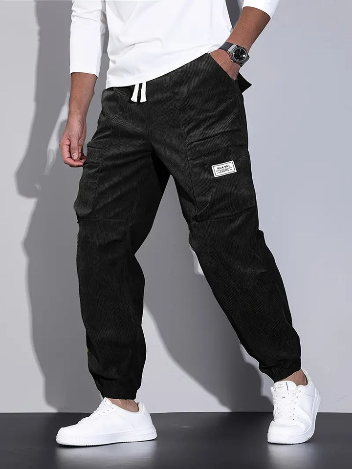 Luvik | Miesten Cargohousut Fleece Mukavat Urheiluhousut Taskuilla Streetwear-tyylissä