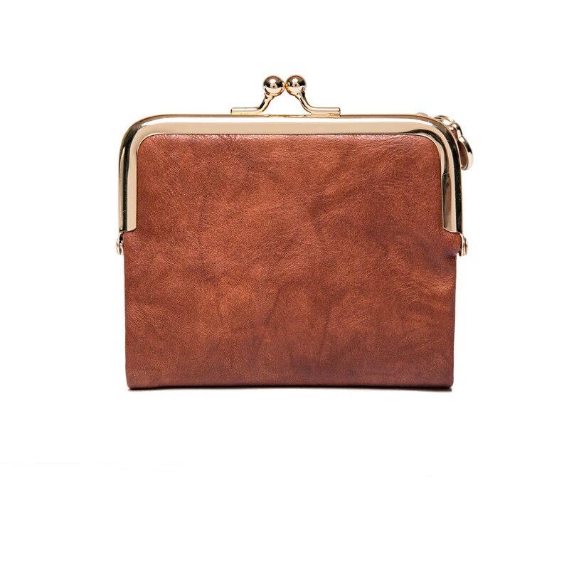 Lommebok Veske | Vintage Kiss Lock Lite PU Skinn Luvikno
