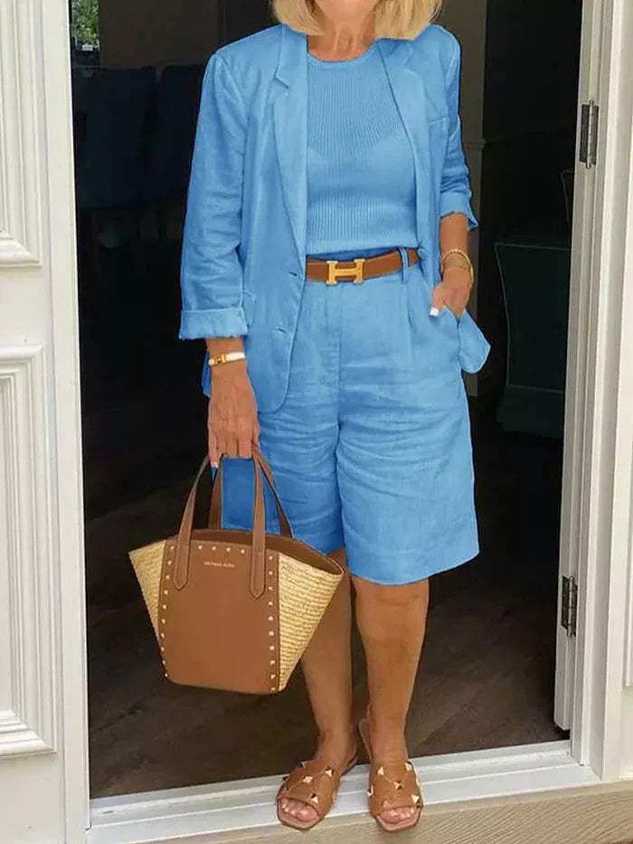 Luvik | Naisten puku - Tyylikäs bleiseri ja shortsit - Tyylillä - Ihanteellinen kuumille päiville