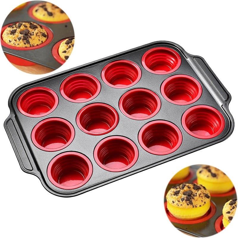 Pressemelding Silikon Muffinsform med Solid Metallramme Luvikno