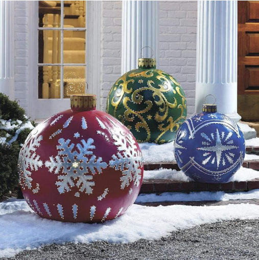 Luvikno | Jule Oppblåsbar Dekorasjon Ball | Utendørs Hage Ornament | 60cm PVC