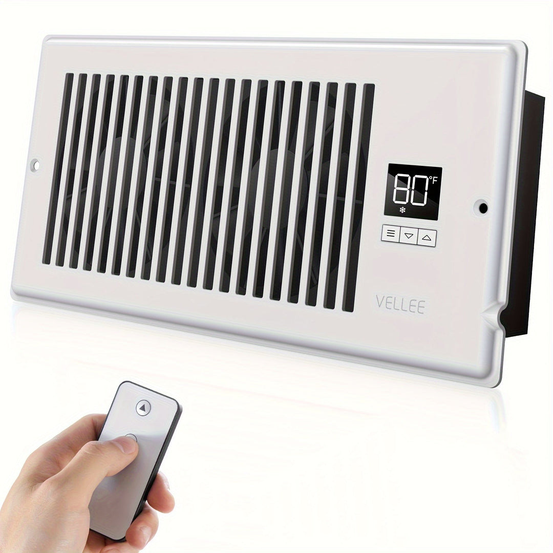 4" x 10" Smart Register Booster Fan – HVAC Byggevare med Fjernkontroll, Termostatkontroll – Stille Drift for Effektiv Oppvarming og Kjøling | Luvikno