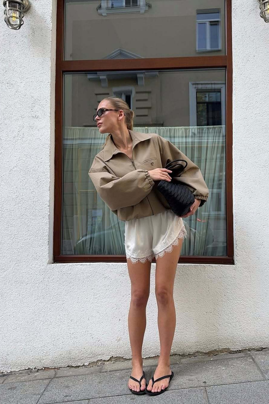 Luvik | Up Cropped Khaki Takki