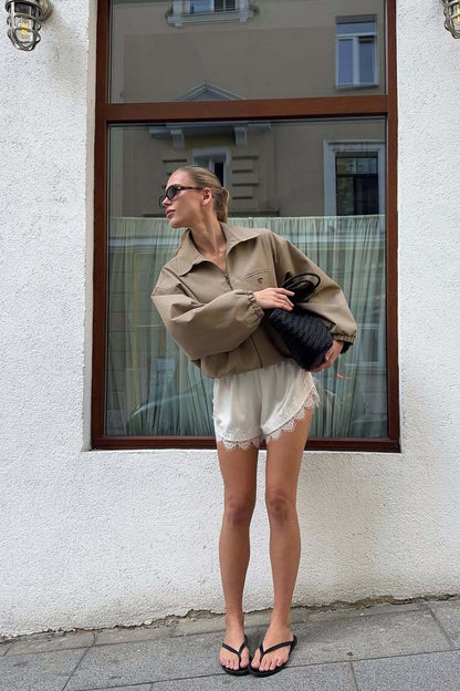 Luvik | Up Cropped Khaki Takki