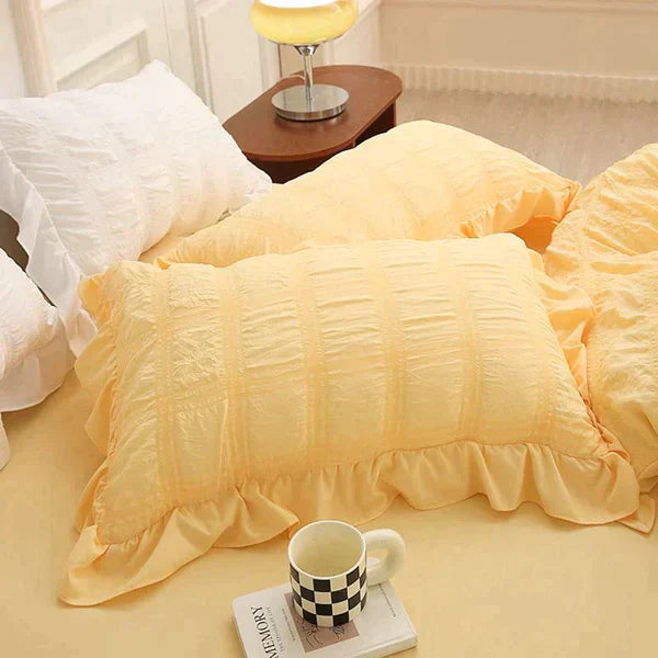 Icy Seersucker Sommer Kjøl Quilt Blonde 4-delt Sett | Luvikno
