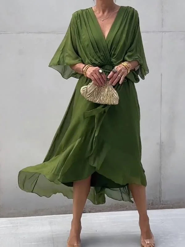 Luvik | tyylikäs ja elegantti sifonkimekko V-kaula-aukolla