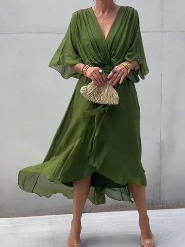 Luvik | tyylikäs ja elegantti sifonkimekko V-kaula-aukolla