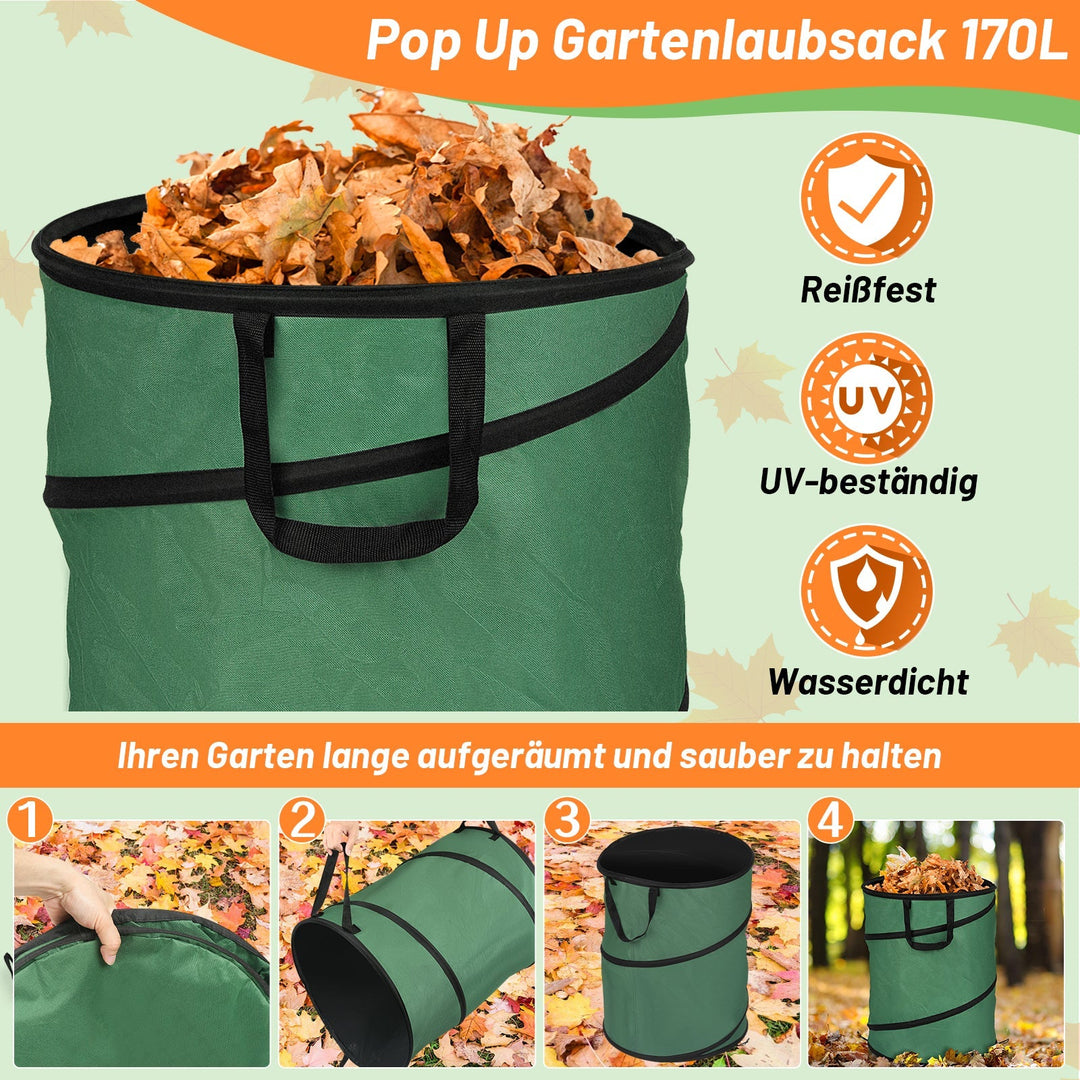Gartensack Pop Up Hageavfallssekk 170L med Håndtak | Luvikno