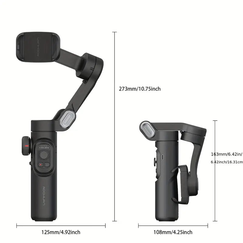 Luvikno | SmartPro Håndholdt Gimbal Stabilizer - Sammenleggbar Smartphone Video Vlog PTZ Stabilizer for iPhone, Android og Samsung