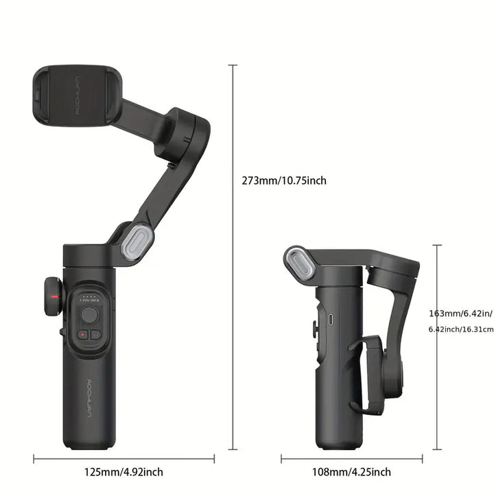 Luvikno | SmartPro Håndholdt Gimbal Stabilizer - Sammenleggbar Smartphone Video Vlog PTZ Stabilizer for iPhone, Android og Samsung