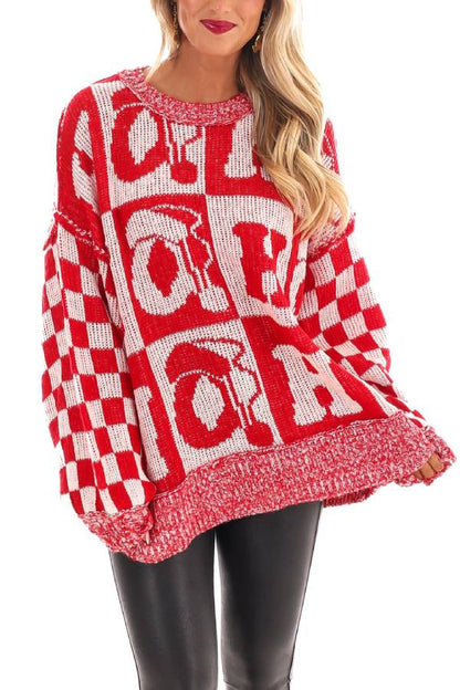 Luvik | Joulukirjeet Pyöreä kaula-aukko Pitkähihaisessa Hukattu neule