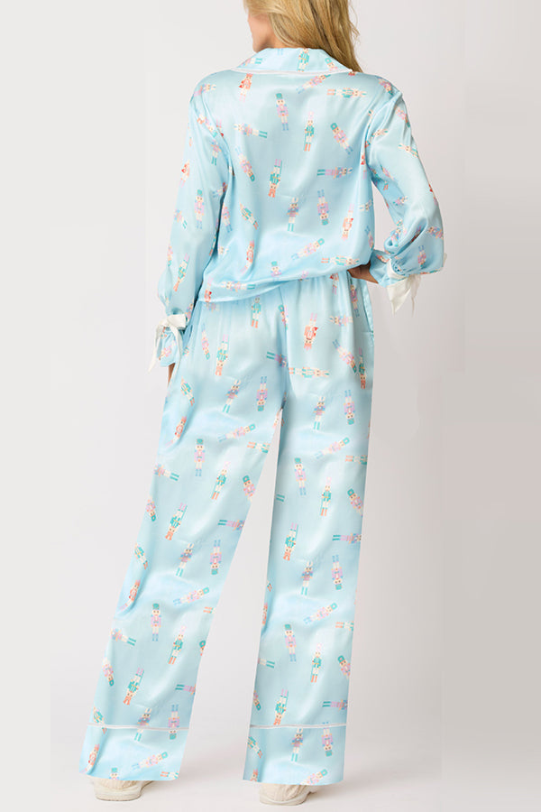 Luvik | Joulu Tulostettu Sametti Nauhoitus Pitkähihainen Pusero ja Elastinen Vyötärön Leveys Housu Setti