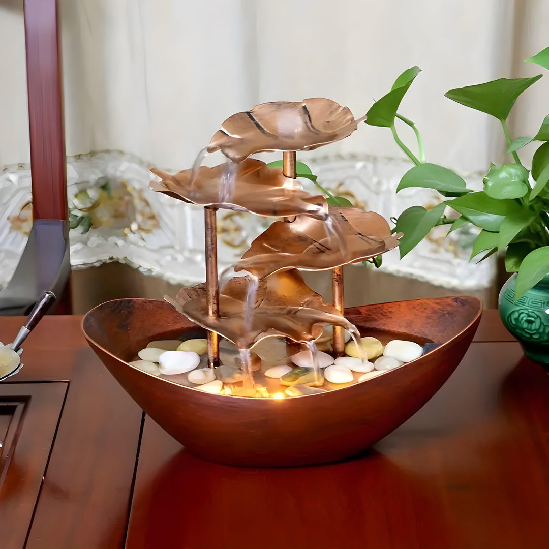 LED dekorativ blad-inspirert fontene Luvikno