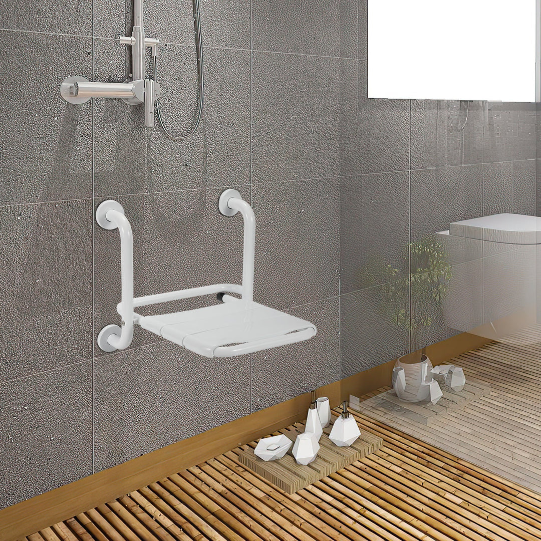 Foldbar dusjsete med armlener veggmontert | Luvikno