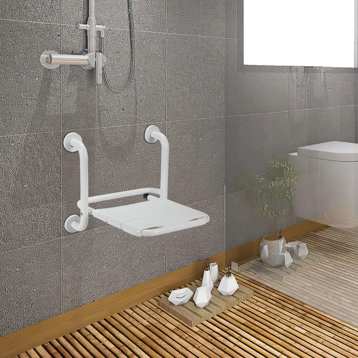 Foldbar dusjsete med armlener veggmontert | Luvikno