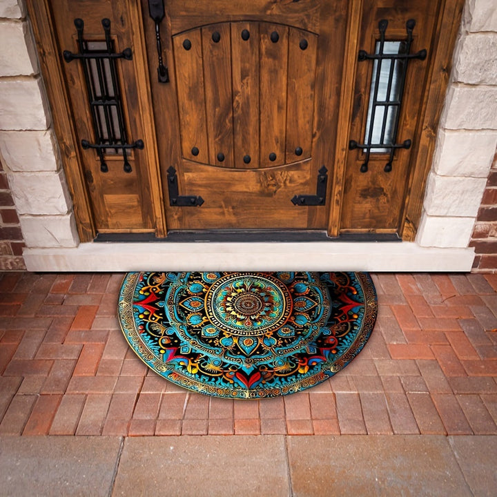 Dørmatte halvmåne mandala design teppe Luvikno