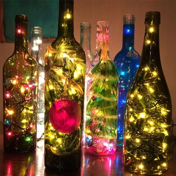 Led Flaske Lys Kork Natt Lys DIY Dekor | Luvikno