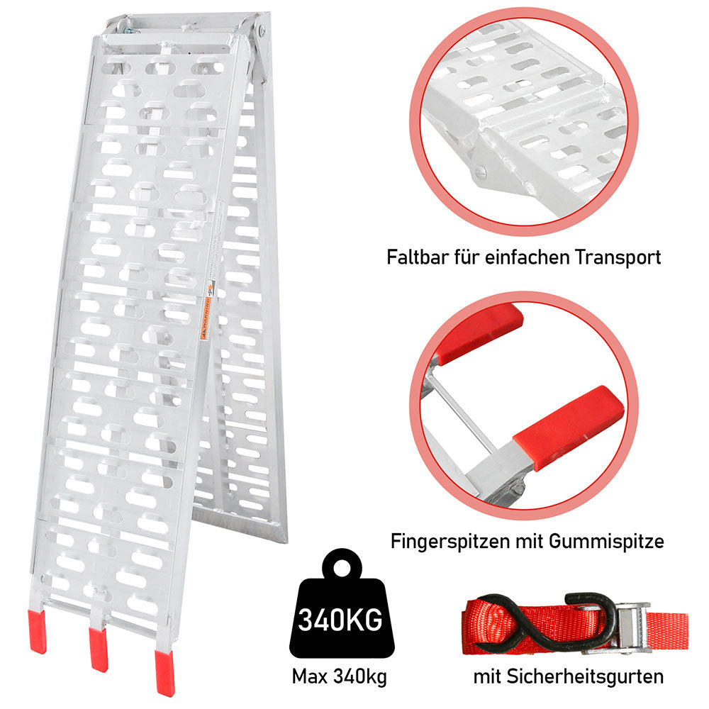 Folding Ramp 340kg Sammenleggbart Aluminium Laste Rampe Motorsykkel | Luvikno