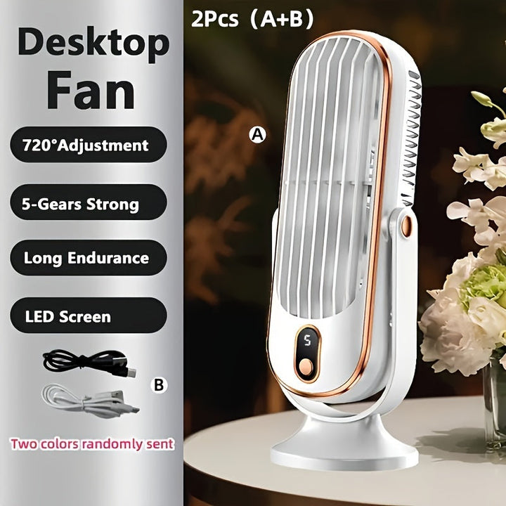 Bærbar luftkondisjoneringsvifte - Stor batteri, dobbeltmotor, 5-trinns luftkjøler med 720° surround luftblåser - Ideell for kontor, camping, utendørs RV, USB-vifte - Flott gave til Thanksgiving, Halloween, jul | Luvikno