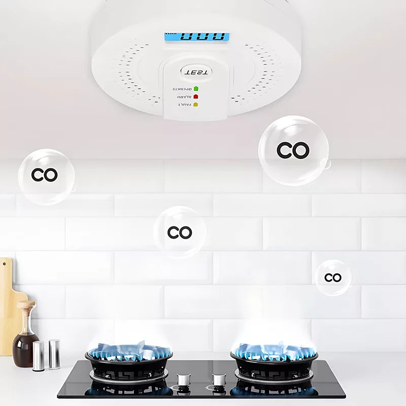 Luvikno | Karbonmonoksid Detektor | Pålitelige Alarm Sensor med LCD Skjerm for Hjemmesikkerhet