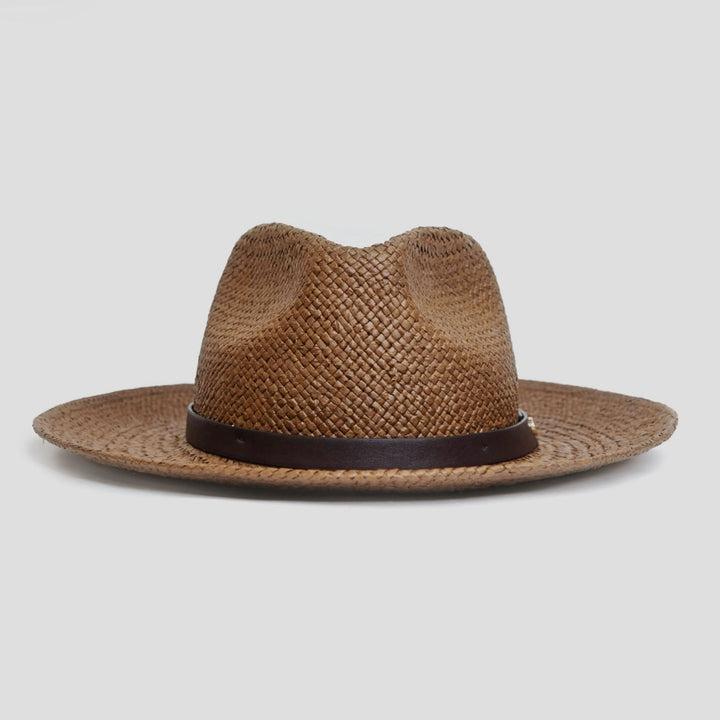 Moderne Minimalistisk Strå Fedora Hatt – Kaffe | Luvikno