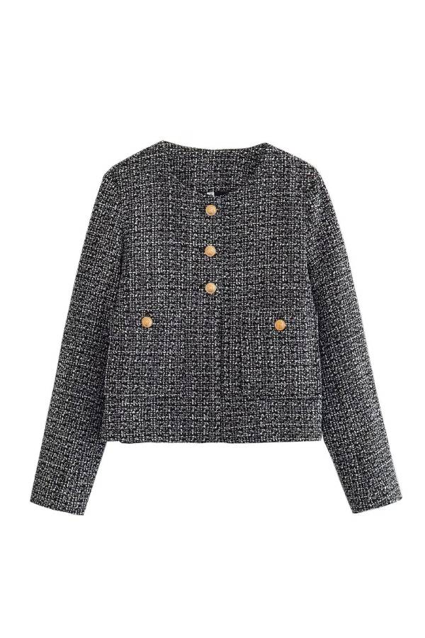 Luvik | Hals Slim Fit Fargeblokk for Damer Knapjakke