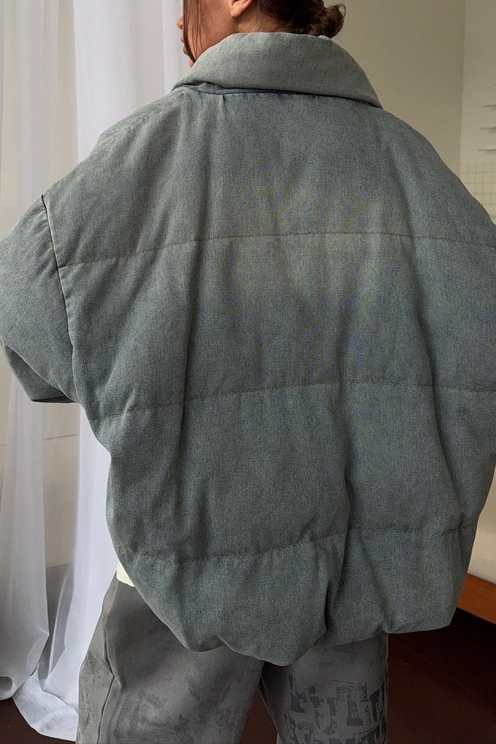 Luvik | Denim Ståkrage Puffer Jakke