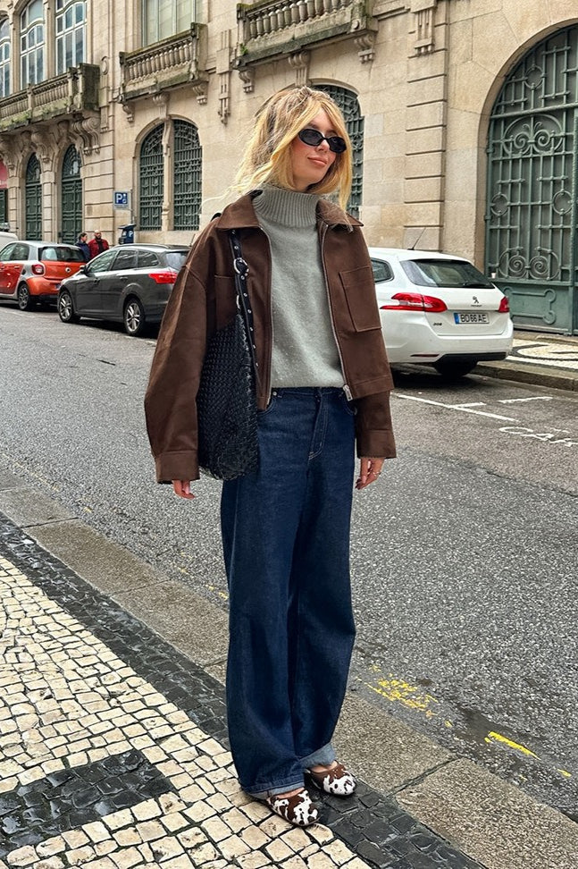 Luvik | Nappanahkaa Ylisuuria Vintage-takki