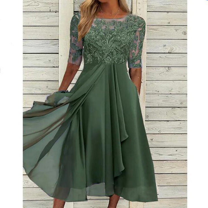 Luvik | Chiffon-tikkimuotti pitsi-hollow-out mekko naisille
