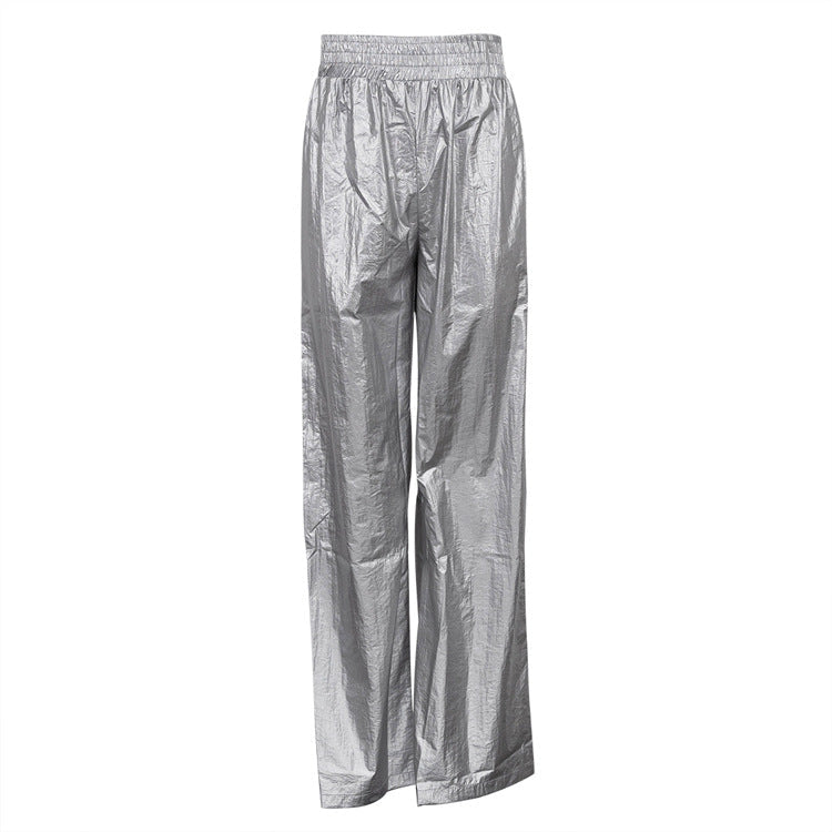 Luvik | Slimming Wide Leg Pants with Elastic Waist, Hopea Väri