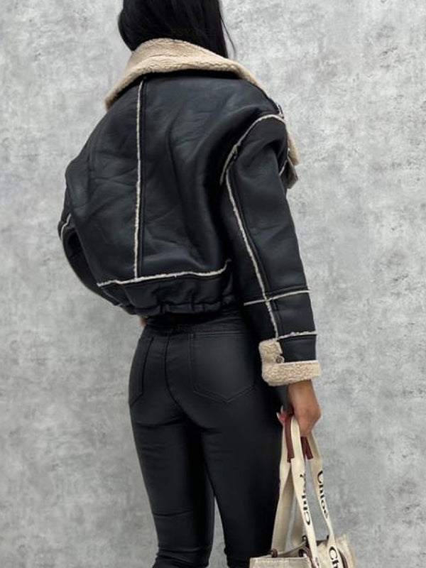 Luvik | Väri Vintage Lammasvillasta Valmistettu Lyhyt Vetoketjuntakki