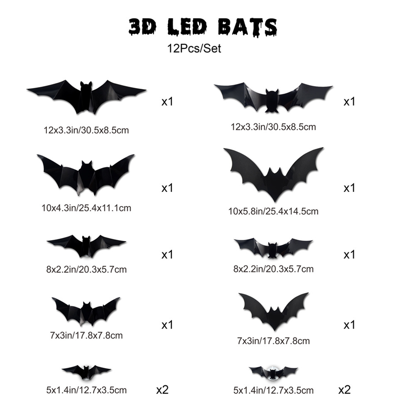 Luvikno | 3D Flaggermus LED Veggdekor — Gjør hjemmet ditt til den skumleste Halloween-scenen med livaktige flygende illusjoner!