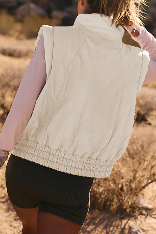 Luvik | Pystykraagipainike hihaton löysä taskulaukku takki