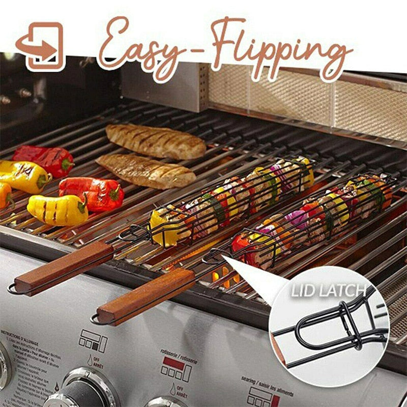 Camping Grillkurv BBQ Grilling Kurv Utendørs Bærbar Nonstick Grill | Luvikno