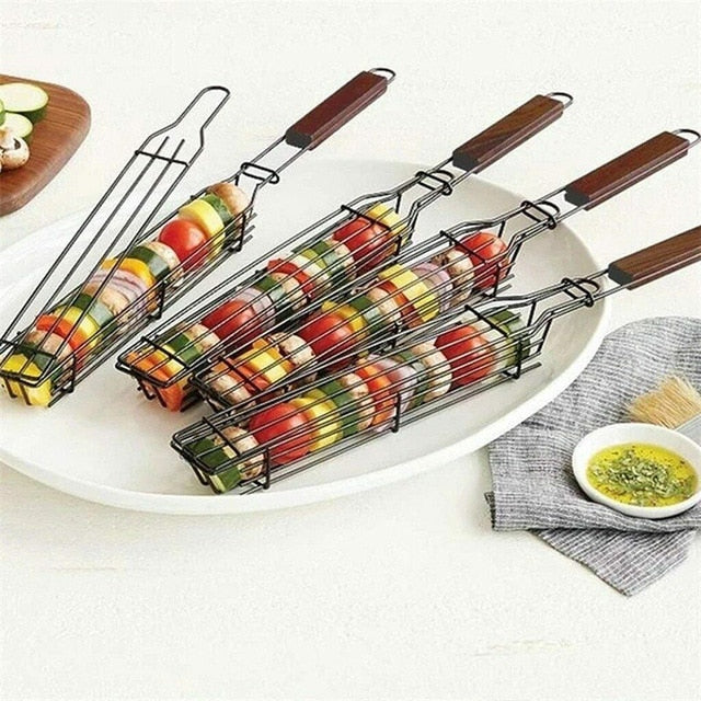 Camping Grillkurv BBQ Grilling Kurv Utendørs Bærbar Nonstick Grill | Luvikno
