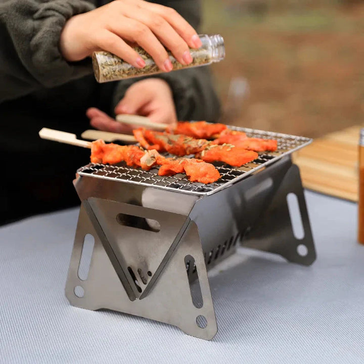 Camping Grill Barbecue Bærbar Sammenleggbar Rustfritt Picnic BBQ Stativ | Luvikno