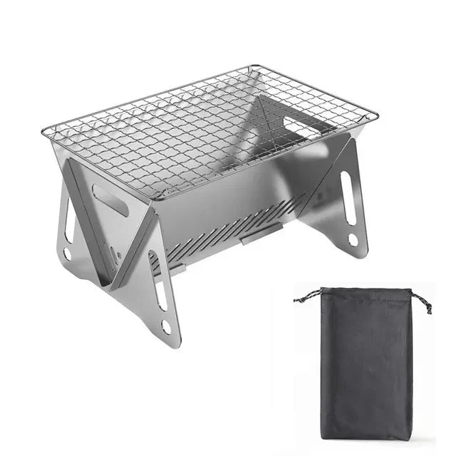 Camping Grill Barbecue Bærbar Sammenleggbar Rustfritt Picnic BBQ Stativ | Luvikno