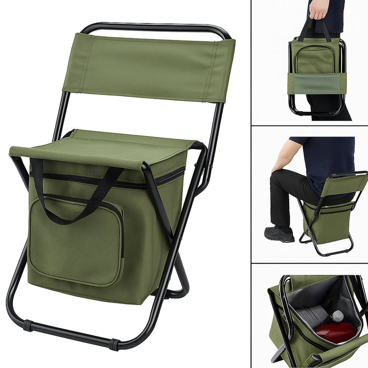 ChillPack Utendørs Stol – Sammenleggbar Campingstol med Ryggstøtte og Integrert Kjølebag | Luvikno