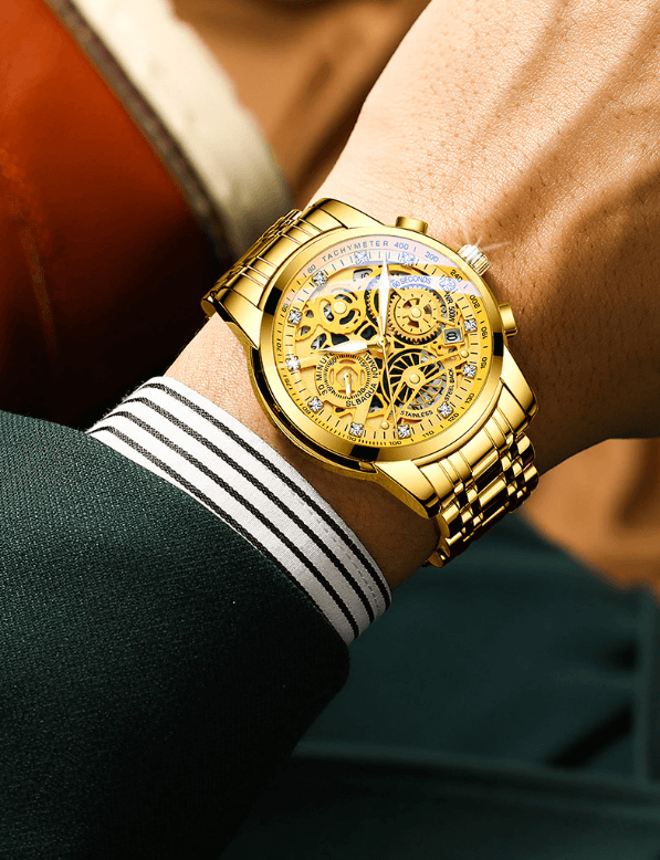 SkeletonWatch - Stilig Herreklokke med Svart Design Luvikno