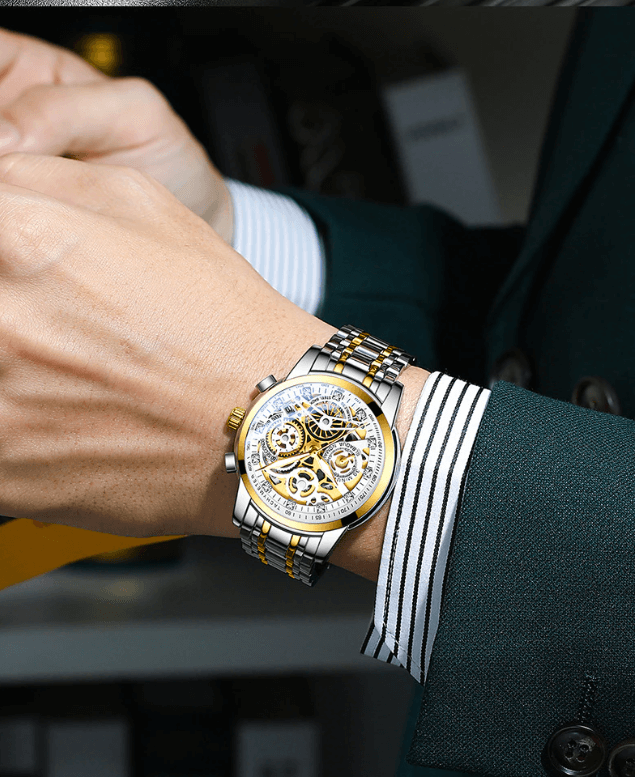 SkeletonWatch - Stilig Herreklokke med Svart Design Luvikno