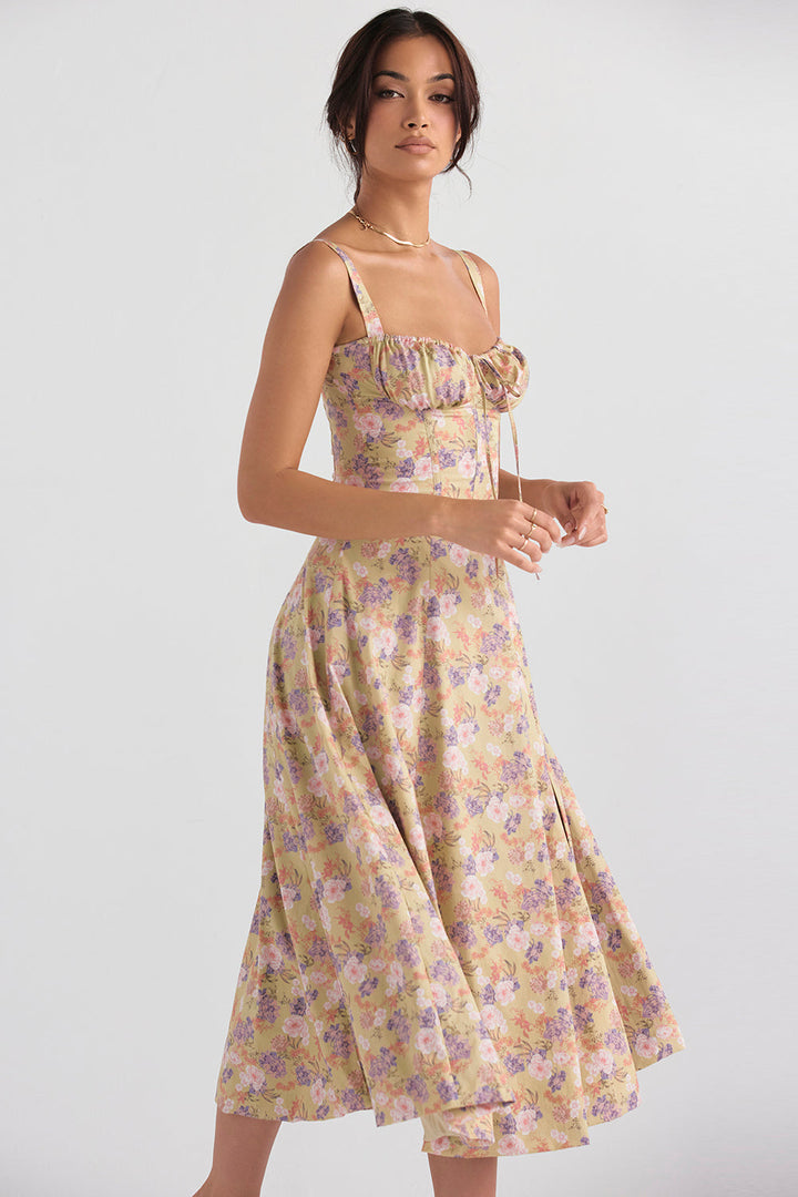 Luvik | Kukkainen bustier-mekko, jossa on vyötärön muotoilu