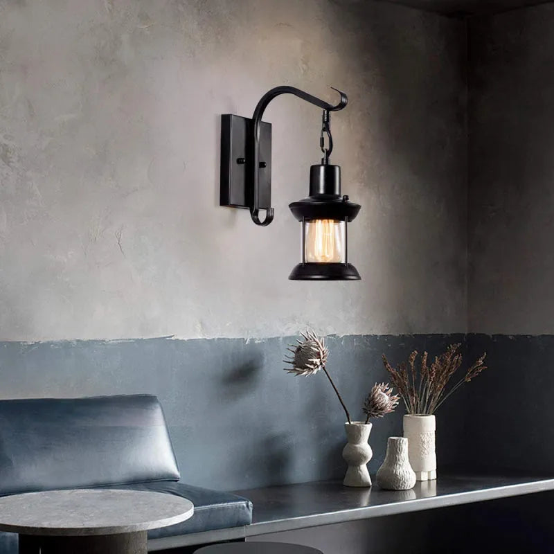 Vegglampe vintage metall industrivindu Luvikno