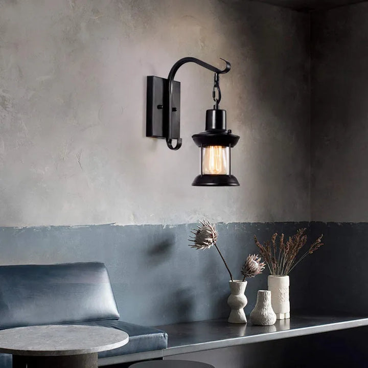 Vegglampe vintage metall industrivindu Luvikno