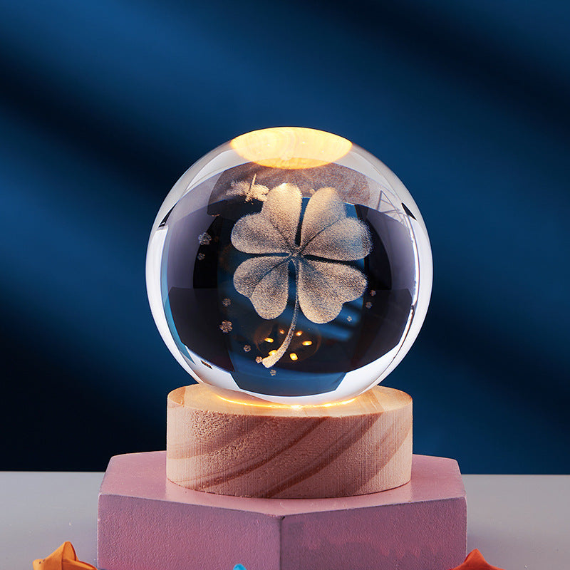 3D Krystall Ball Nattlampe Luvikno