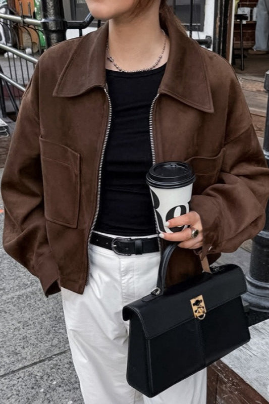 Luvik | Nappanahkaa Ylisuuria Vintage-takki