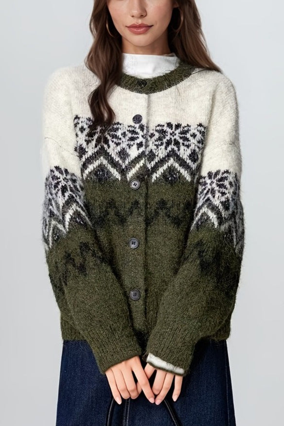 Luvik | Retro Nordic Julen Snømann Jacquard Strikkegenser