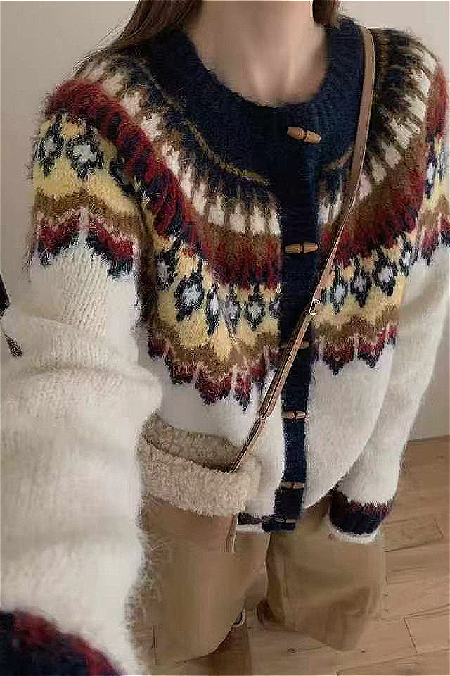 Luvik | Rundhalset Fair Isle Juleselvknapp genser
